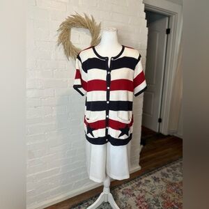 Crazy Horse Liz Claiborne Red White and Blue Cardigan